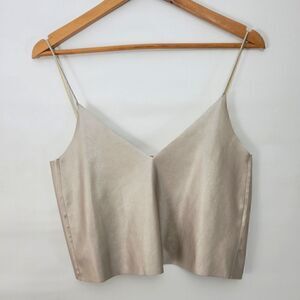 Zara Trafaluc Metallic Shimmer Faux Leather Crop Top